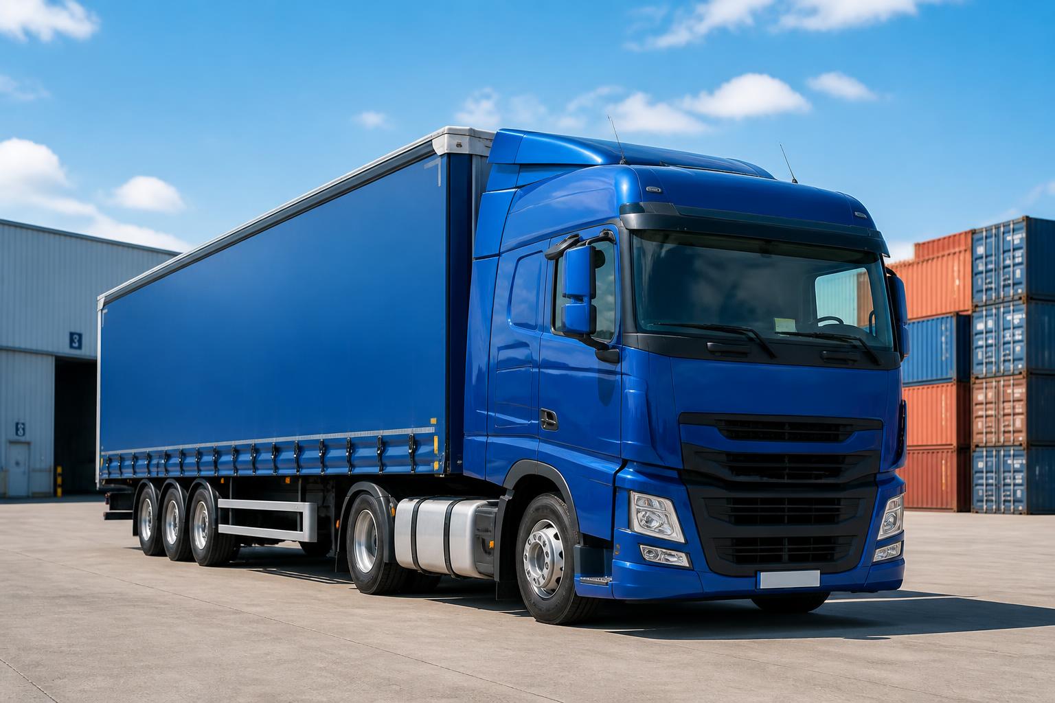 QBlue DEF delivered to commercial trucks at a logistics depot